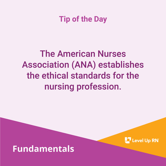 The American Nurses Association (ANA) establishes the ethical standards for the nursing profession.