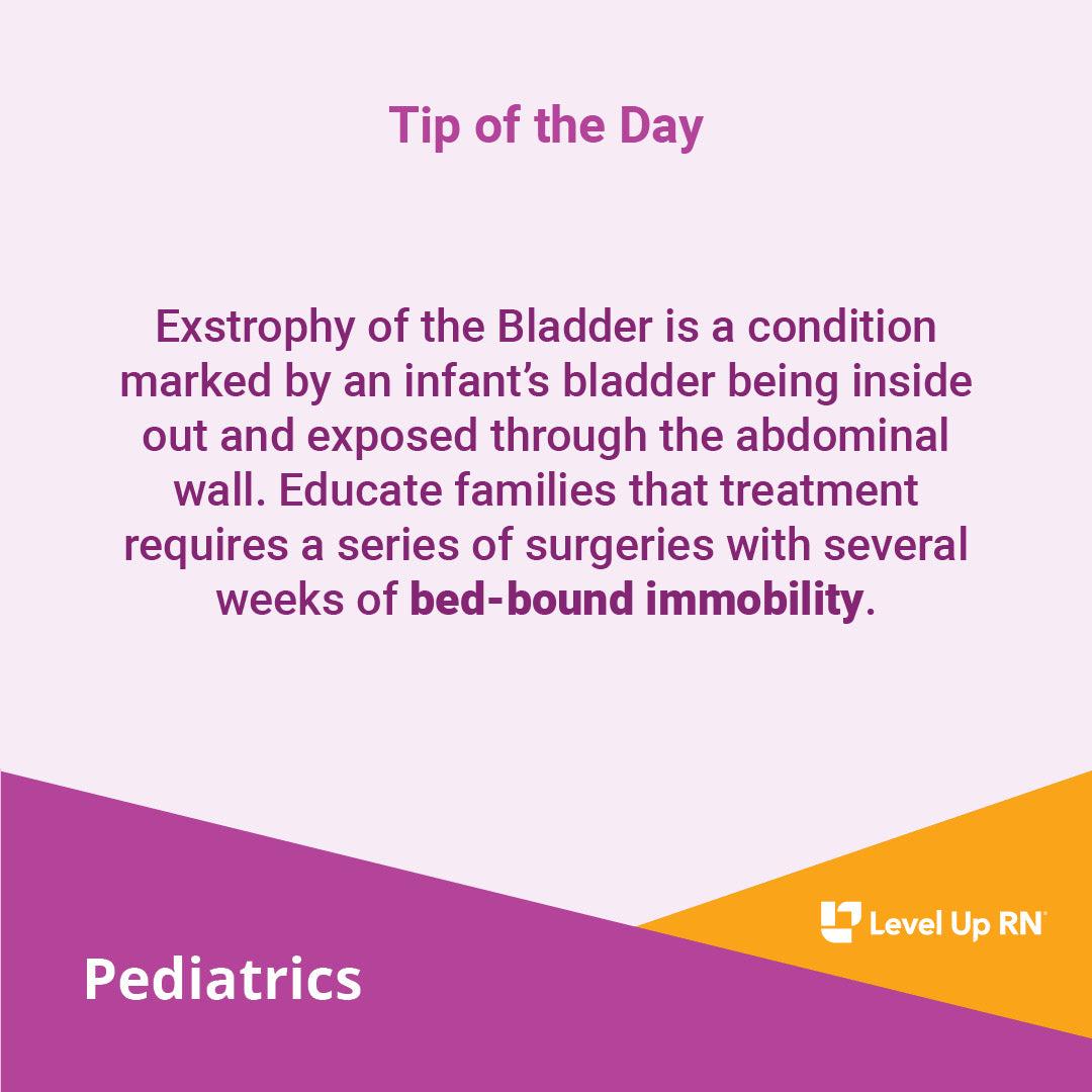 Exstrophy of the Bladder is a condition marked by an infant's bladder being inside out and exposed through the abdominal wall.