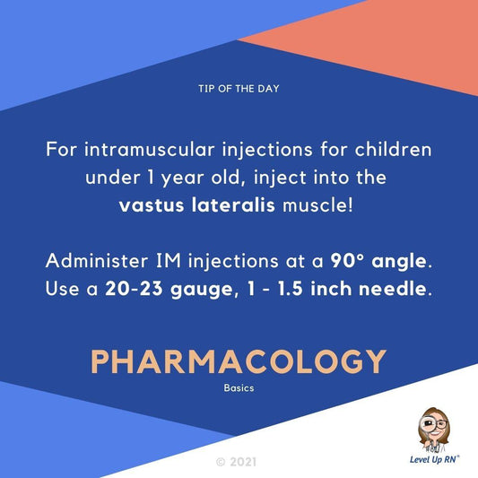 For intramuscular injections under 1 year old, use vastus lateralis muscle!