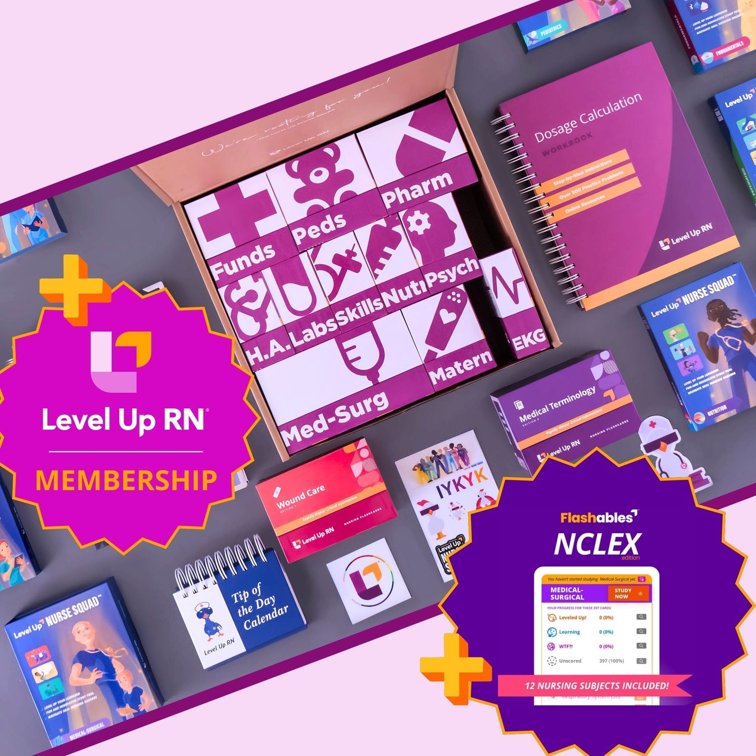 The Comprehensive Nursing Collection + Level Up RN Membership + Flashables - Digital Nursing Flashcards - NCLEX Edition