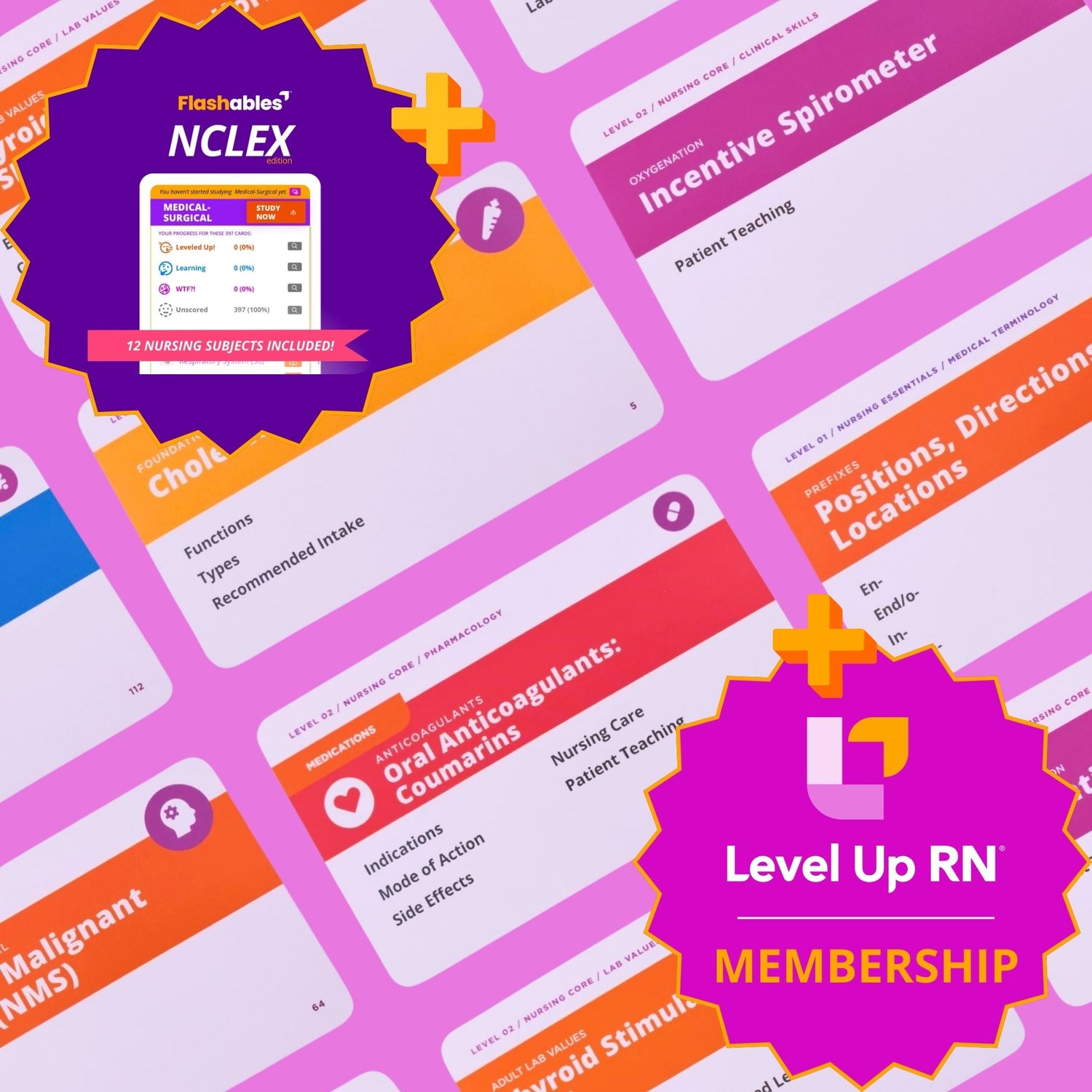 Level Up RN Flashcards + Flashables - Digital Nursing Flashcards - NCLEX Edition + Level Up RN Membership