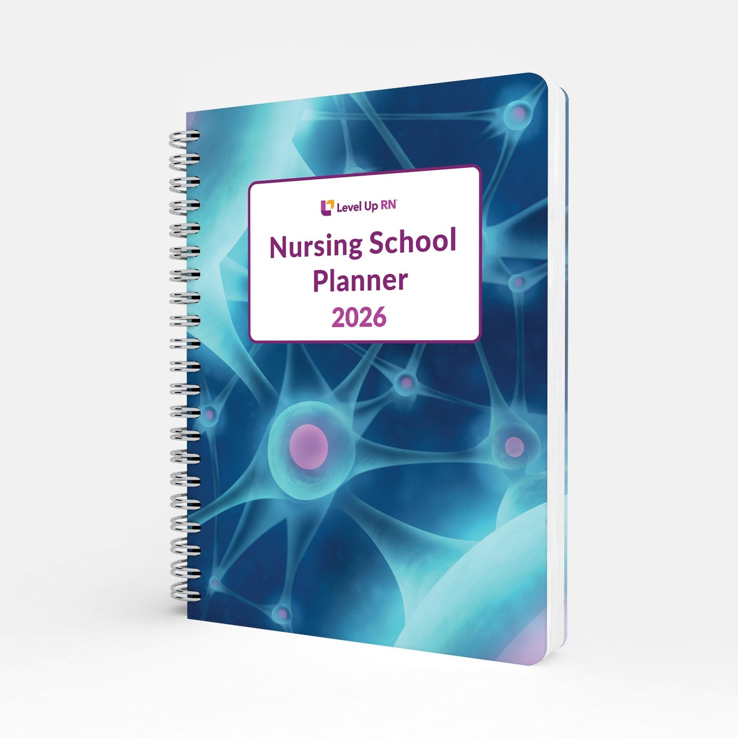 Nursing school planner for 2026 with a blue and purple design on a white background