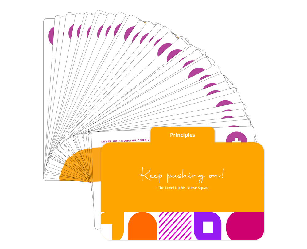 Fanned display of Fundamentals of Nursing - Flashcards: Principles section with a yellow cover