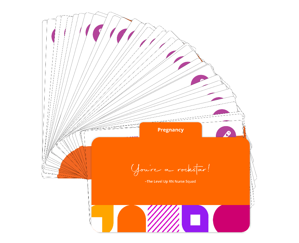 Fanned display of Maternity Nursing - Flashcards: Pregnancy section with a orange cover