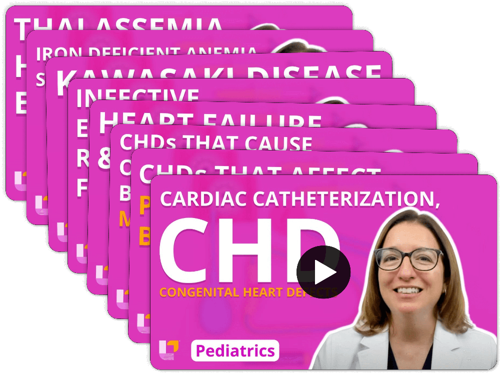 Cardiovascular system video stack with Cathy Parkes RN covering congenital heart defects, cardiac conditions from Pediatric Nursing flashcards