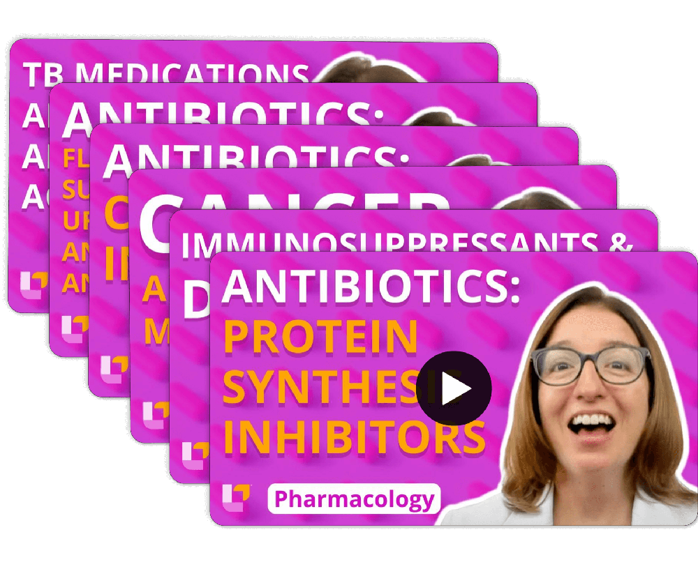 videos for immunosuppressants, antibiotics, and protein synthesis inhibitors with Cathy Parkes