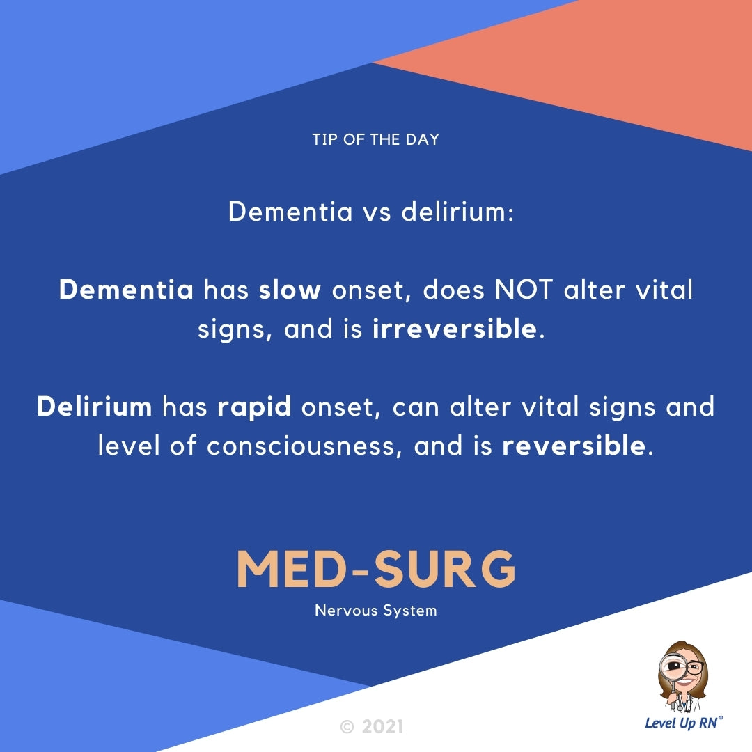 Dementia Vs. Delirium – LevelUpRN