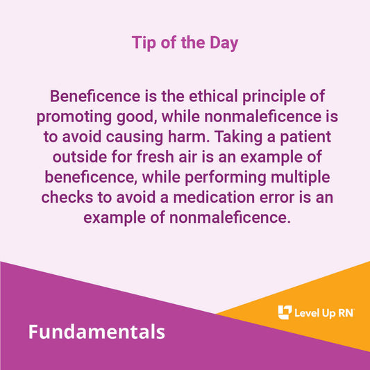 Beneficence is the ethical principle of promoting good, while nonmaleficence is to avoid causing harm.