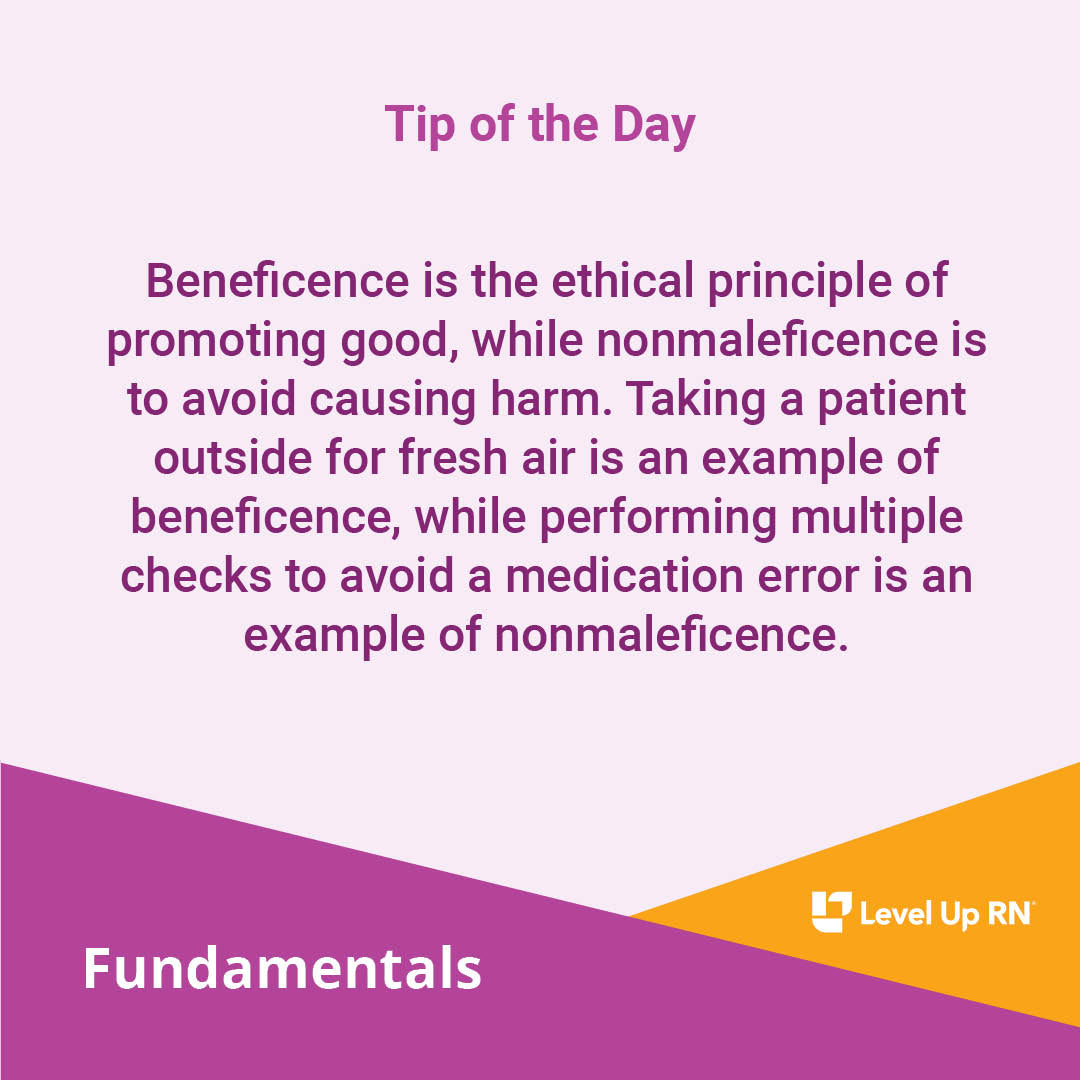 Beneficence is the ethical principle of promoting good, while nonmaleficence is to avoid causing harm.