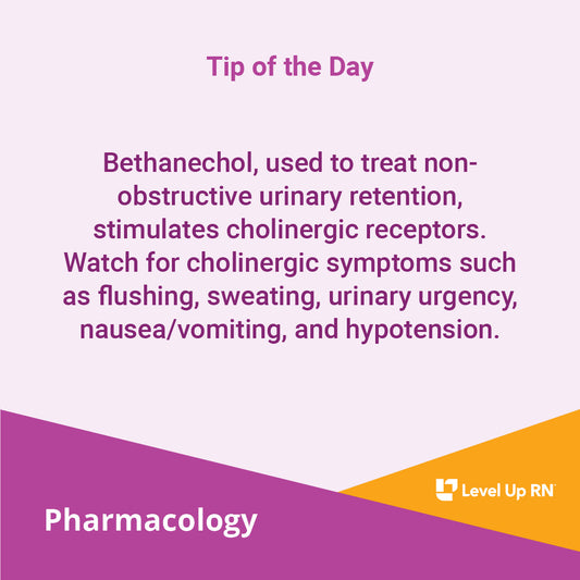 Bethanechol, used to treat non-obstructive urinary retention, stimulates cholinergic receptors
