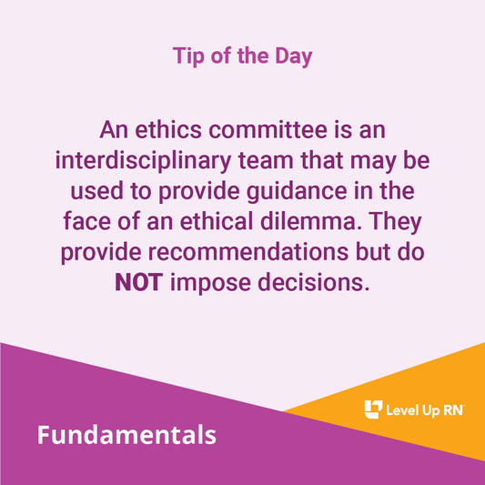 An ethics committee is an interdisciplinary team that may be used to provide guidance in the face of an ethical dilemma. 