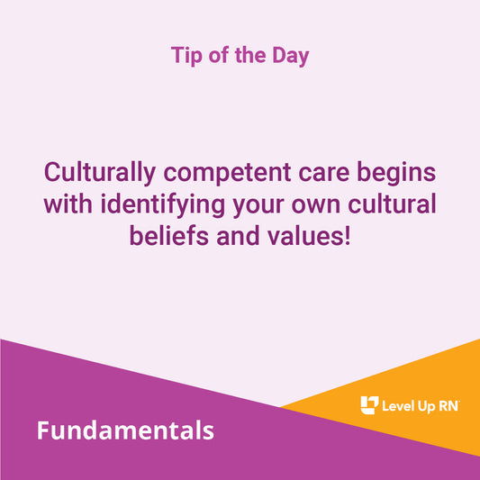 Culturally competent care begins with identifying your own cultural beliefs and values!