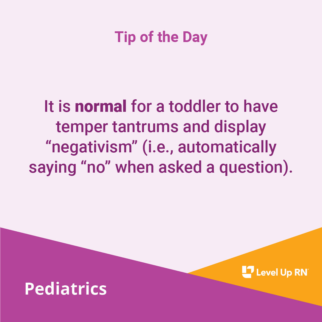 It is normal for a toddler to have temper tantrums and display "negativism" (i.e., automatically saying "no" when asked a question).