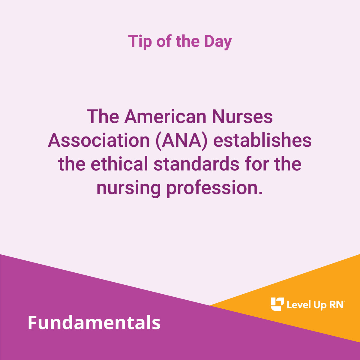 The American Nurses Association (ANA) establishes the ethical standards for the nursing profession.