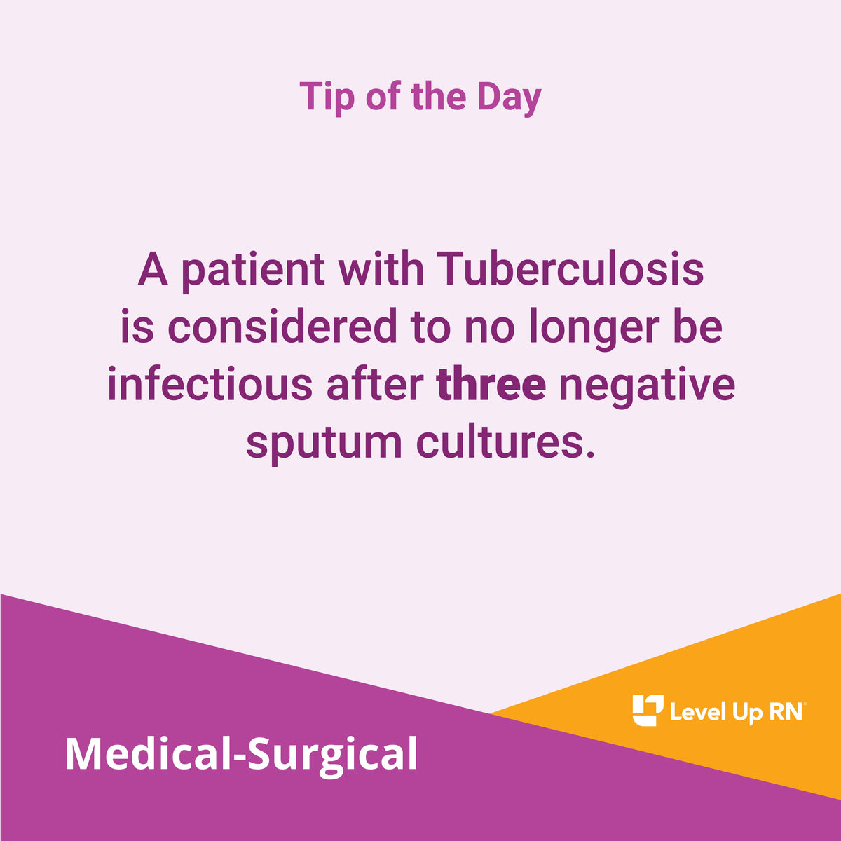 A patient with Tuberculosis is considered to no longer be infectious after three negative sputum cultures. 