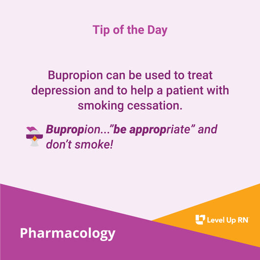 Bupropion can be used to treat depression and to help a patient with smoking cessation. 