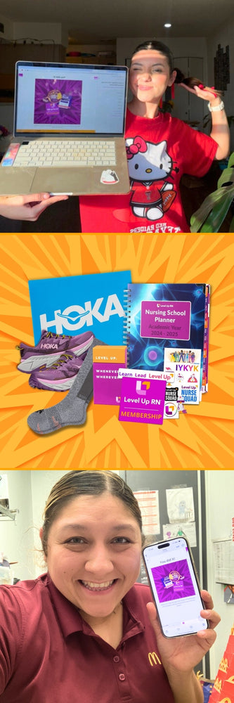 Bombas Performance Compression Socks 
Hoka Skyline-Float X Hiking Shoes
Level Up RN Membership - 1 year subscription
Level Up RN Nursing School Study Planner
Level Up RN Super Sticker Pack
Level Up RN On-The-Go Flashcards Travel Box + Sandra and Ashley