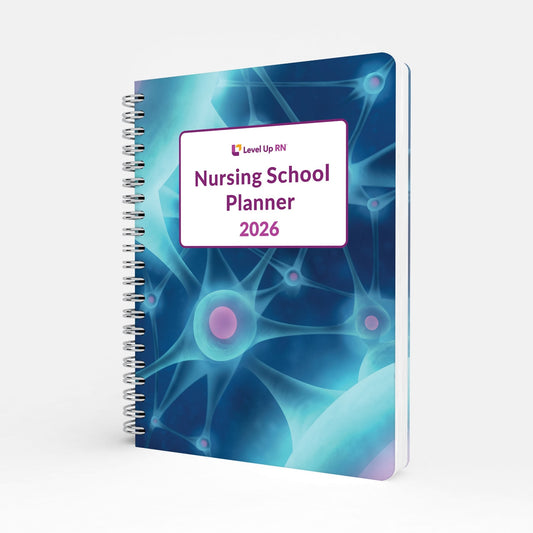 Nursing school planner for 2026 with a blue and purple design on a white background