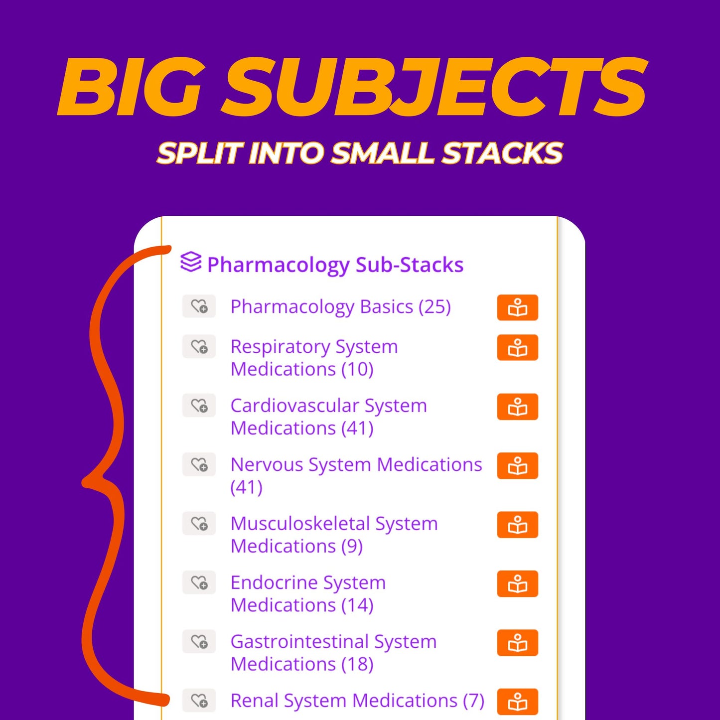 big subjects split into small stacks