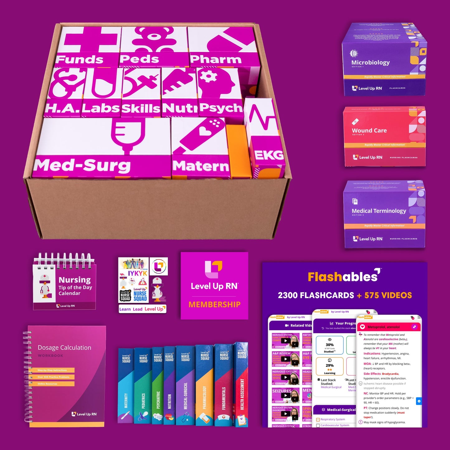 The Comprehensive Nursing Collection - with Flashables and Membership - Flashcards Bundle - LevelUpRN