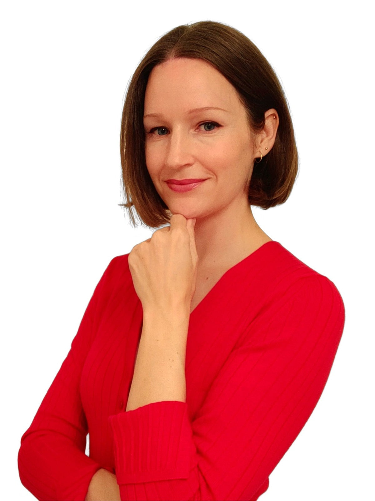 Amber McCartney in a red shirt