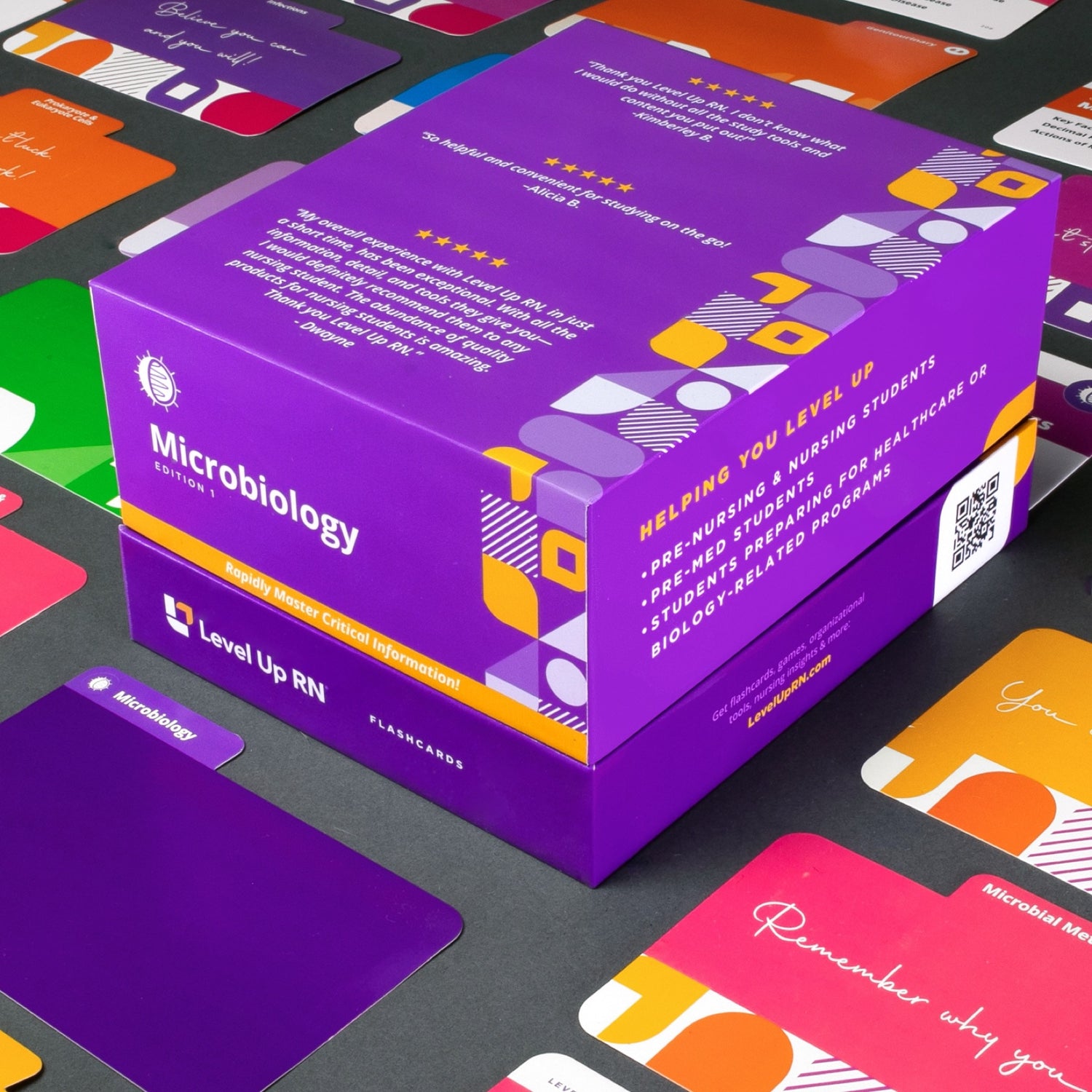 Microbiology Flashcards in the box with flashcards around it