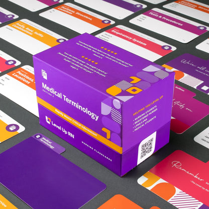 flatlay view of Medical Terminology and Abbreviations - Nursing Flashcards