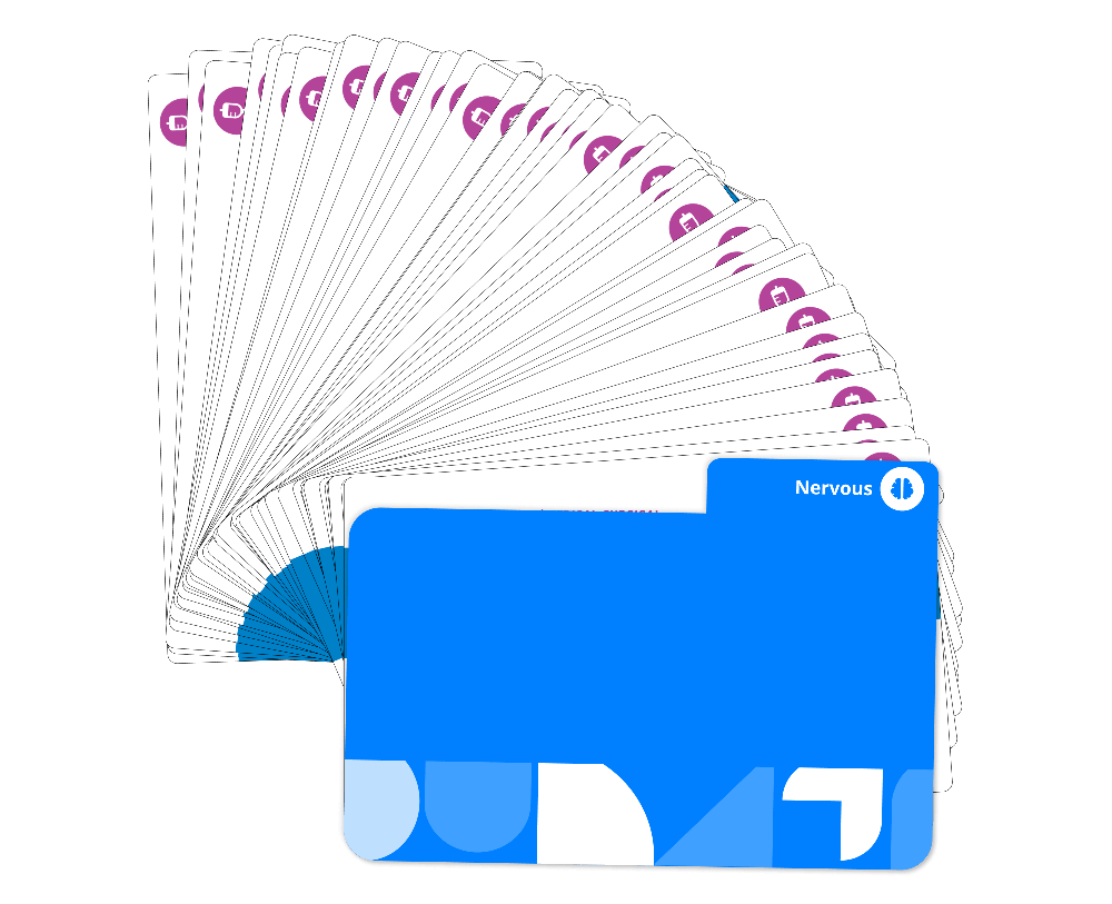 Nervous system Medical-Surgical Nursing flashcards fanned display with blue cover