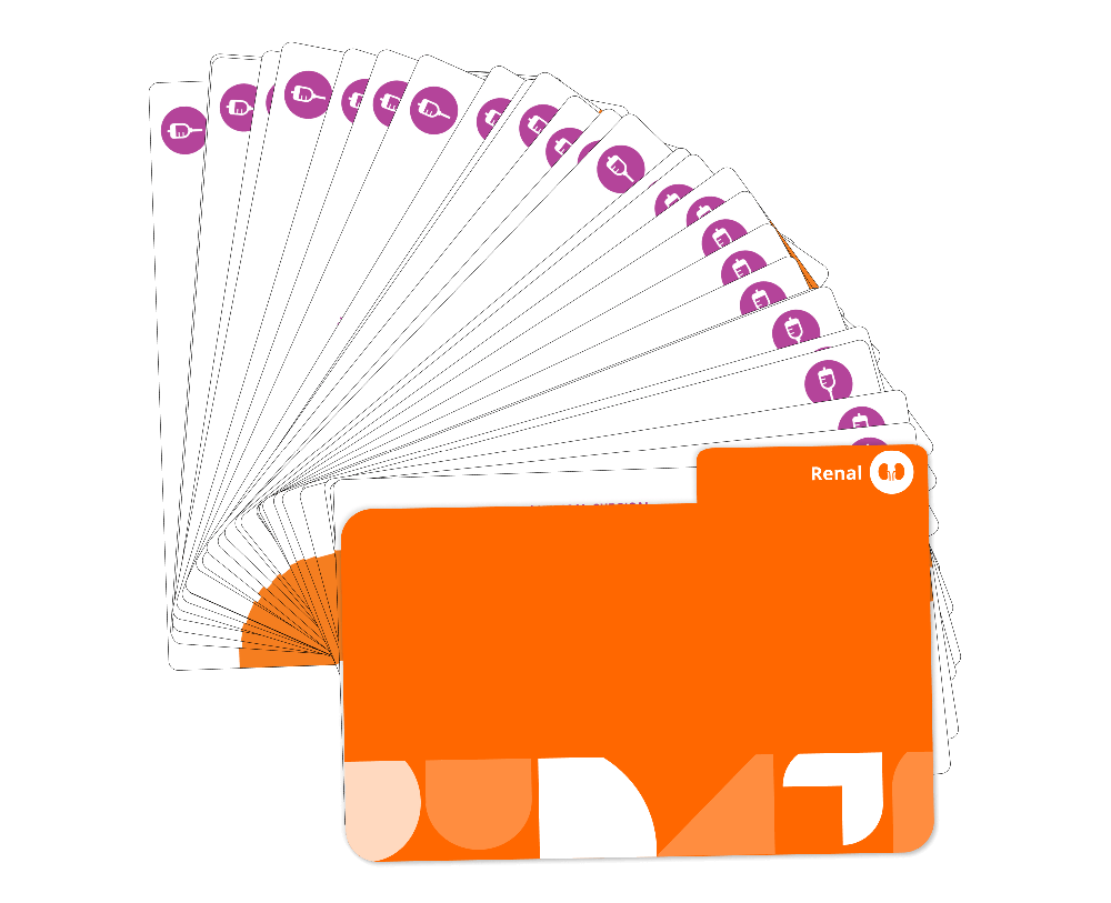 Renal system Medical-Surgical Nursing flashcards fanned display with orange cover