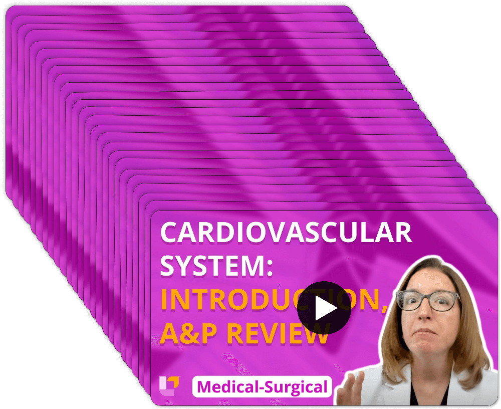 Cardiovascular system video stack with Cathy Parkes RN covering multiple topics from Medical-Surgical Nursing flashcards