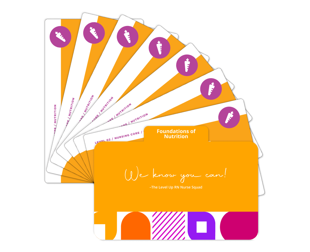 Fanned display of Nutrition Essentials - Nursing Flashcards from section:  Macronutrients: Carbohydrates, Lipids, Proteins